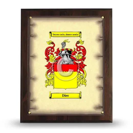 Dier Coat of Arms Plaque