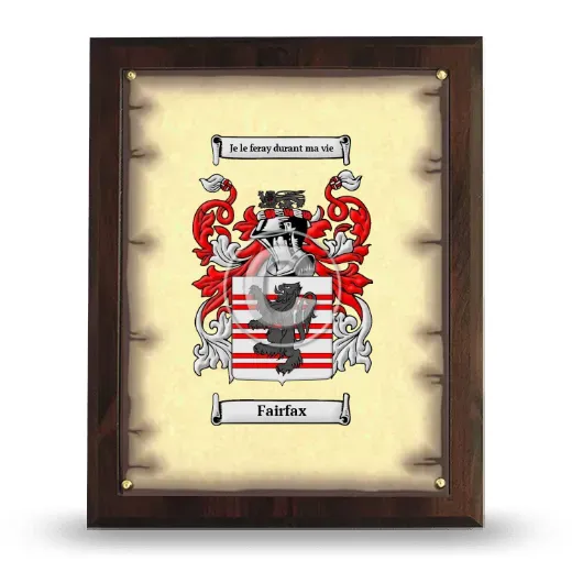 Fairfax Coat of Arms Plaque
