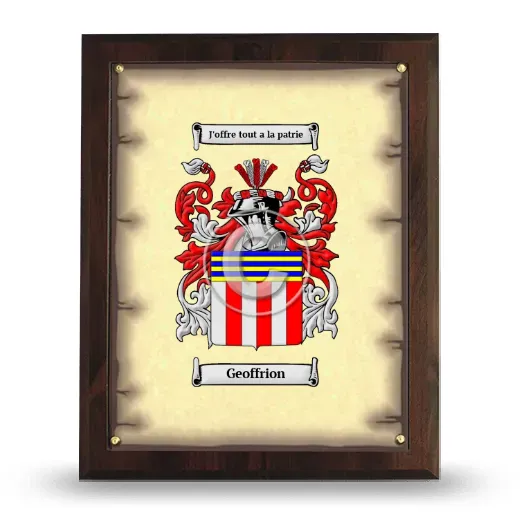 Geoffrion Coat of Arms Plaque
