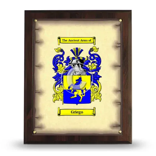 Griego Coat of Arms Plaque