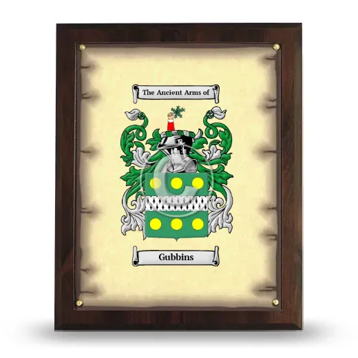 Gubbins Coat of Arms Plaque