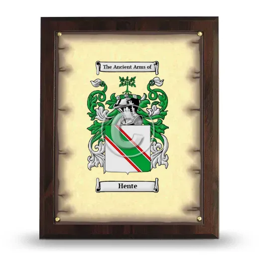 Hente Coat of Arms Plaque