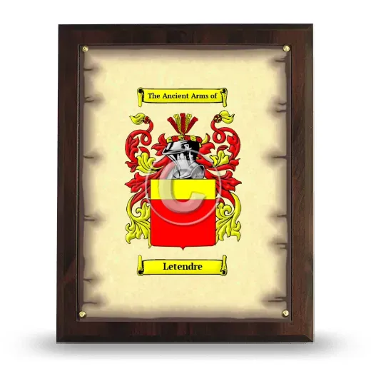 Letendre Coat of Arms Plaque
