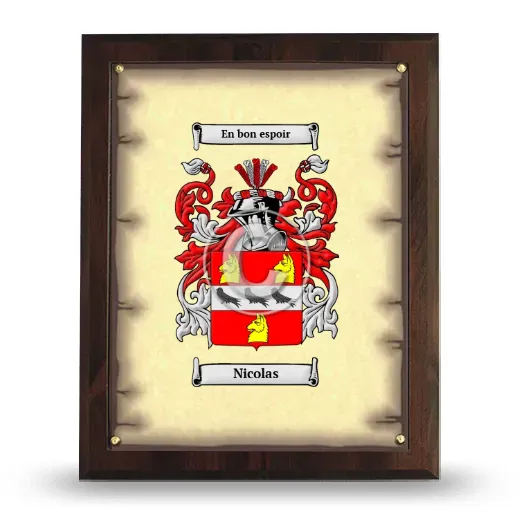 Nicolas Coat of Arms Plaque
