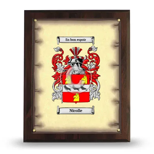 Nicolle Coat of Arms Plaque