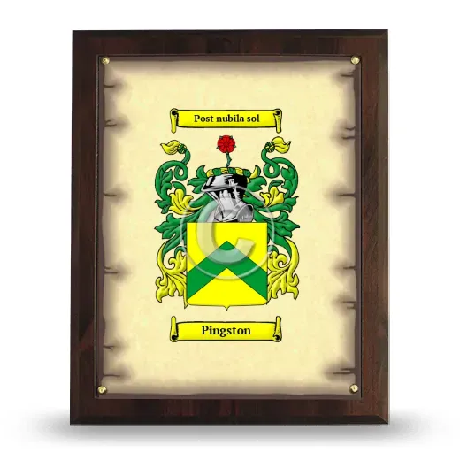 Pingston Coat of Arms Plaque