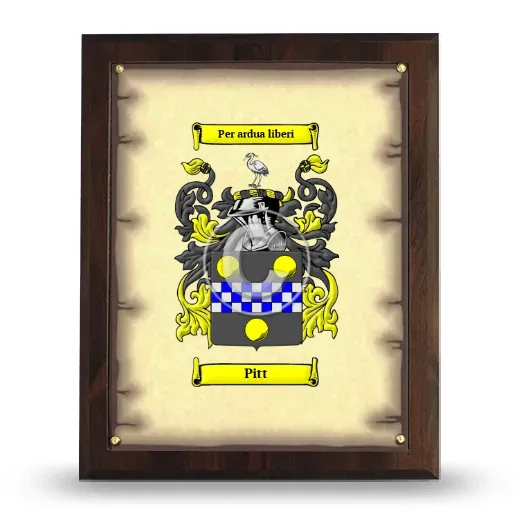 Pitt Coat of Arms Plaque