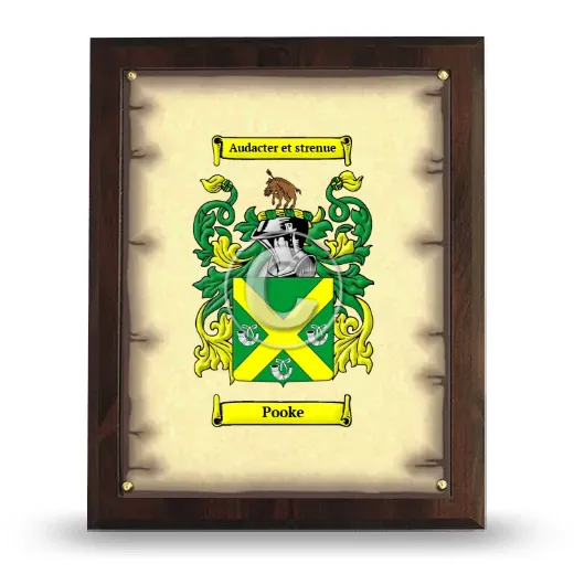 Pooke Coat of Arms Plaque