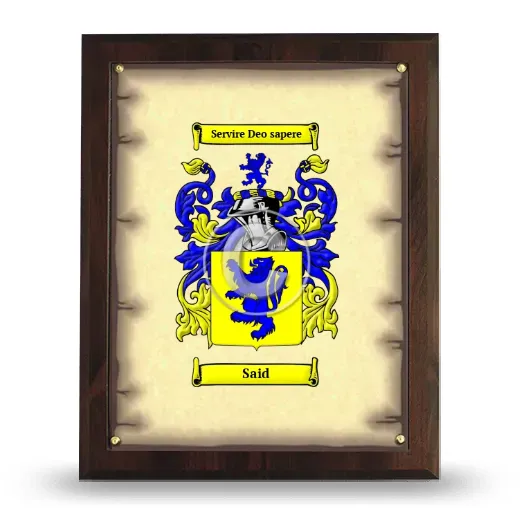 Said Coat of Arms Plaque