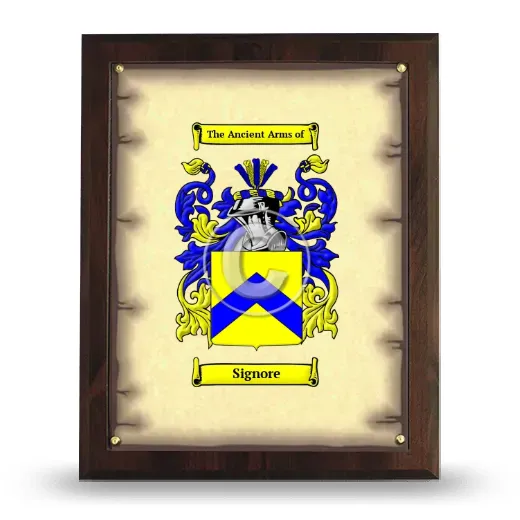 Signore Coat of Arms Plaque