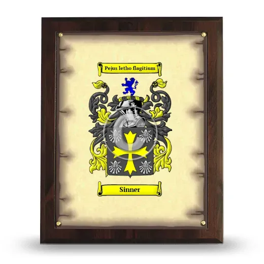 Sinner Coat of Arms Plaque