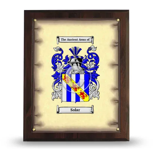 Solar Coat of Arms Plaque