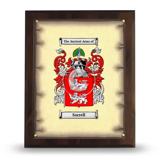 Sorrell Coat of Arms Plaque