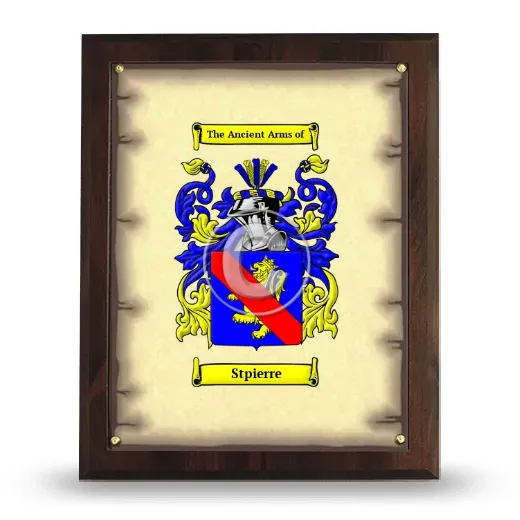 Stpierre Coat of Arms Plaque