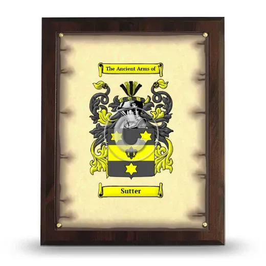 Sutter Coat of Arms Plaque