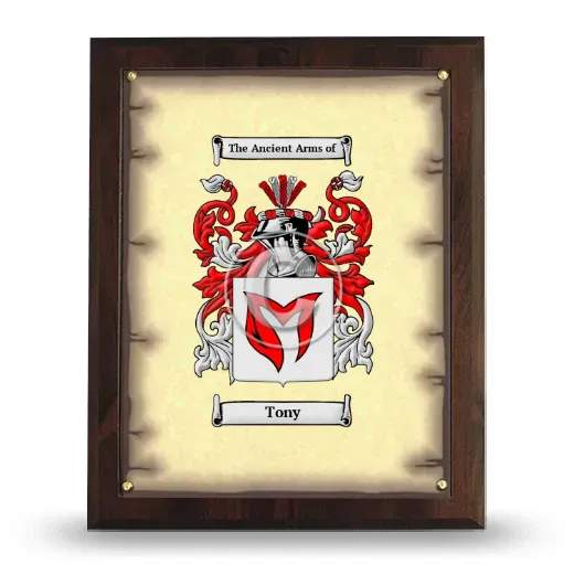 Tony Coat of Arms Plaque