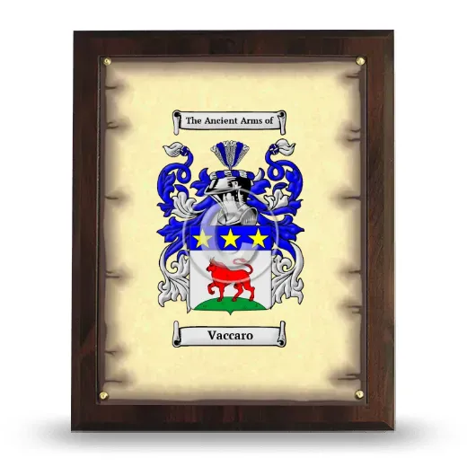 Vaccaro Coat of Arms Plaque