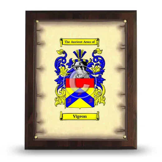 Vigeon Coat of Arms Plaque