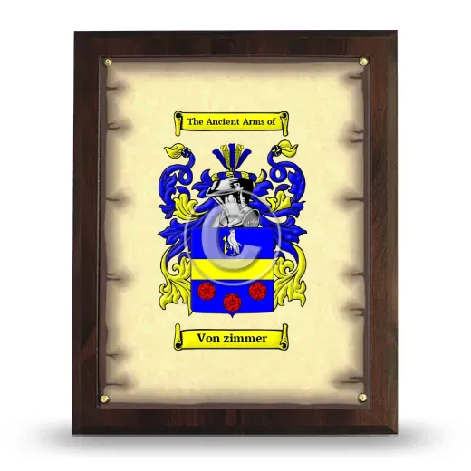 Von zimmer Coat of Arms Plaque