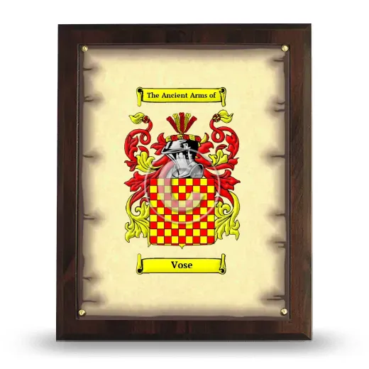 Vose Coat of Arms Plaque