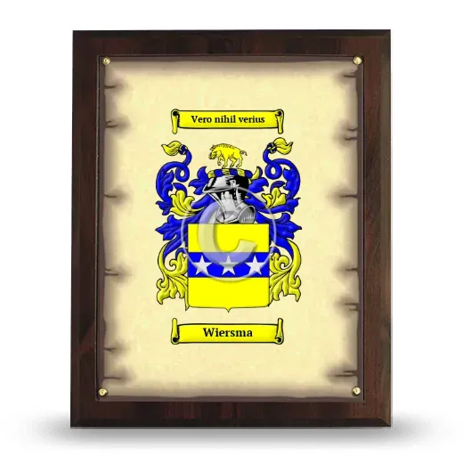 Wiersma Coat of Arms Plaque