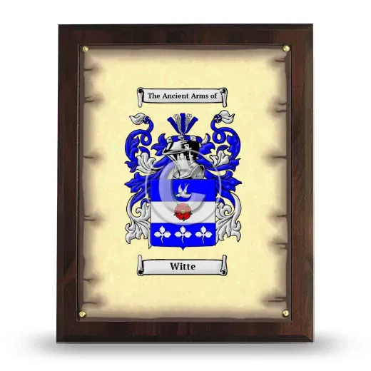 Witte Coat of Arms Plaque