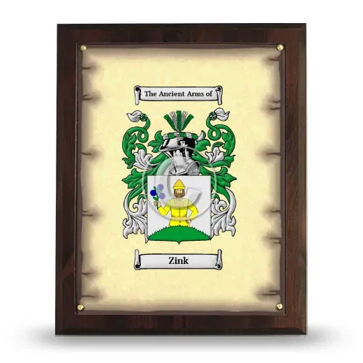 Zink Coat of Arms Plaque