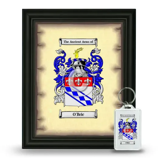 O'Bric Framed Coat of Arms and Keychain - Black