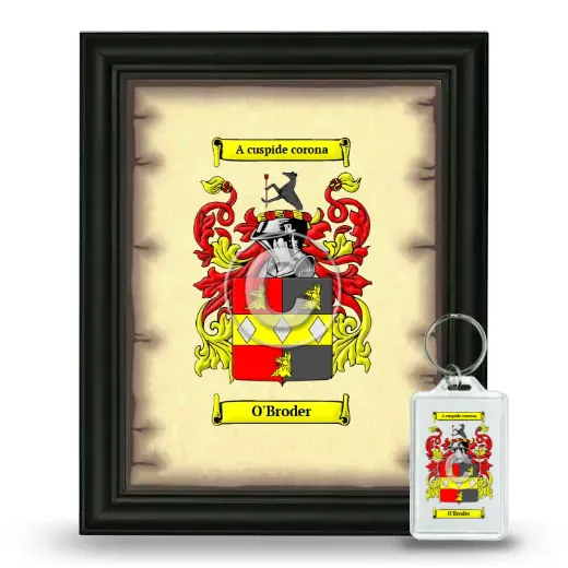 O'Broder Framed Coat of Arms and Keychain - Black