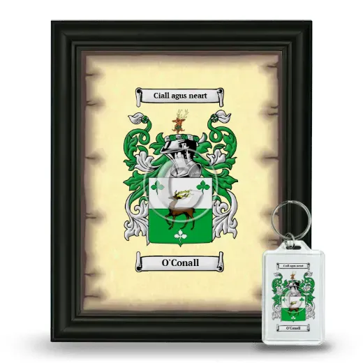 O'Conall Framed Coat of Arms and Keychain - Black