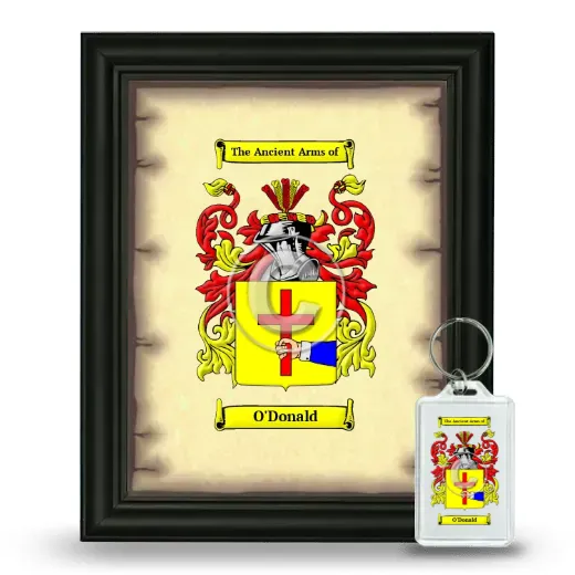 O'Donald Framed Coat of Arms and Keychain - Black