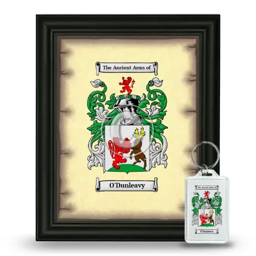O'Dunleavy Framed Coat of Arms and Keychain - Black