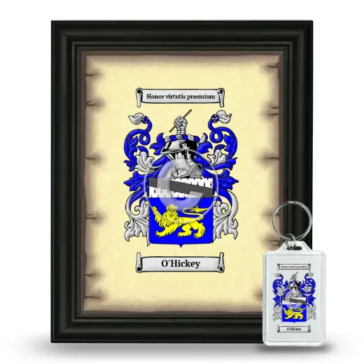 O'Hickey Framed Coat of Arms and Keychain - Black