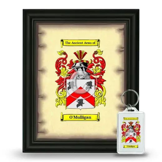 O'Mulligan Framed Coat of Arms and Keychain - Black