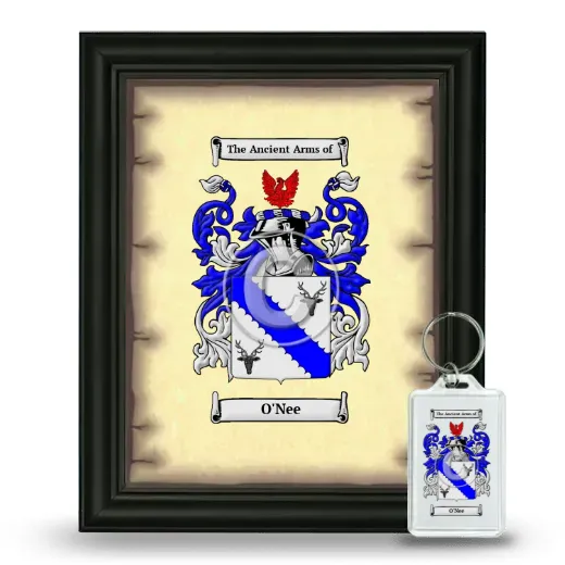 O'Nee Framed Coat of Arms and Keychain - Black