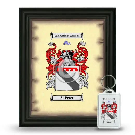 St Peter Framed Coat of Arms and Keychain - Black