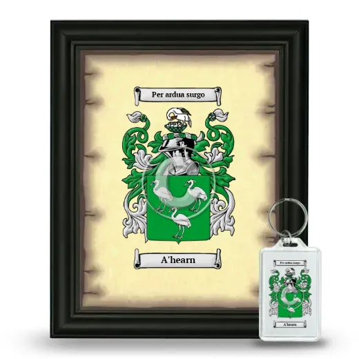 A'hearn Framed Coat of Arms and Keychain - Black