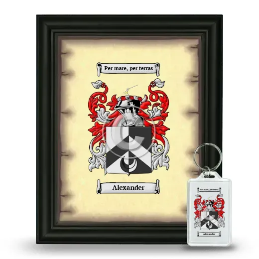 Alexander Framed Coat of Arms and Keychain - Black
