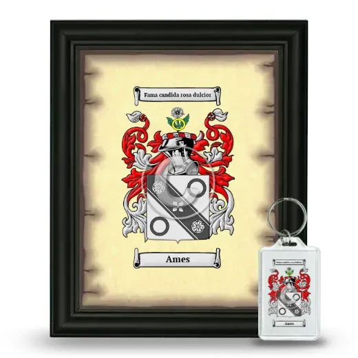 Ames Framed Coat of Arms and Keychain - Black