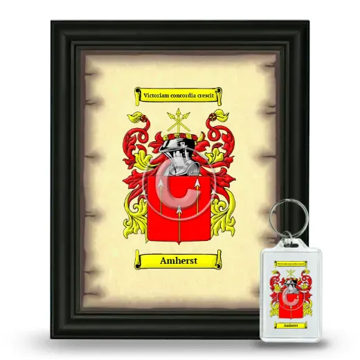Amherst Framed Coat of Arms and Keychain - Black