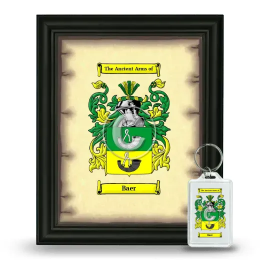 Baer Framed Coat of Arms and Keychain - Black
