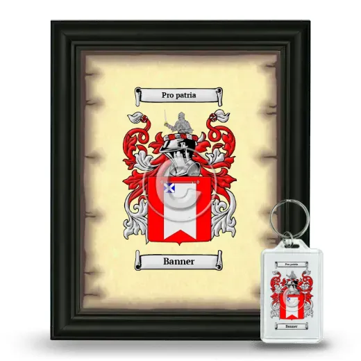 Banner Framed Coat of Arms and Keychain - Black