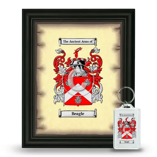 Beagle Framed Coat of Arms and Keychain - Black