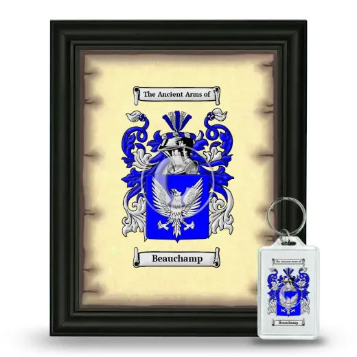 Beauchamp Framed Coat of Arms and Keychain - Black