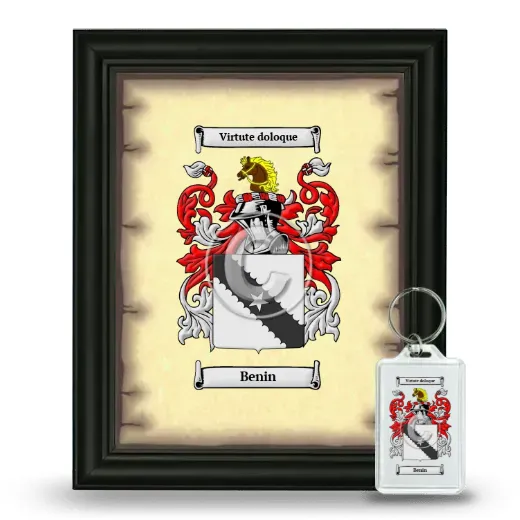 Benin Framed Coat of Arms and Keychain - Black