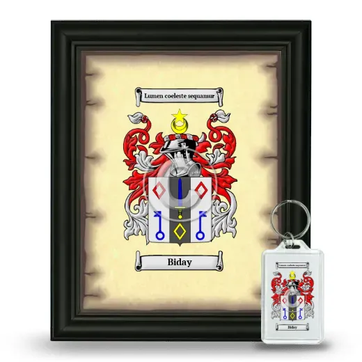 Biday Framed Coat of Arms and Keychain - Black
