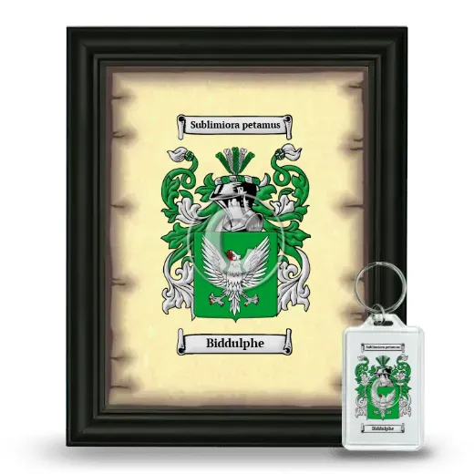Biddulphe Framed Coat of Arms and Keychain - Black