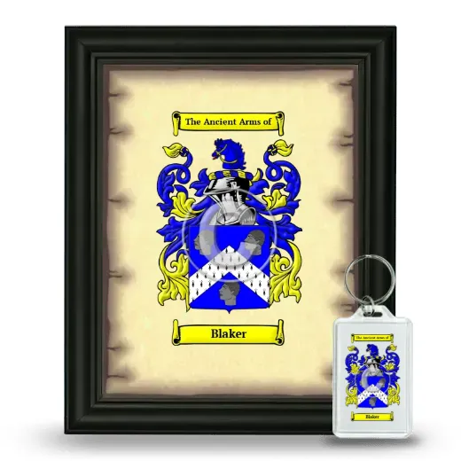 Blaker Framed Coat of Arms and Keychain - Black