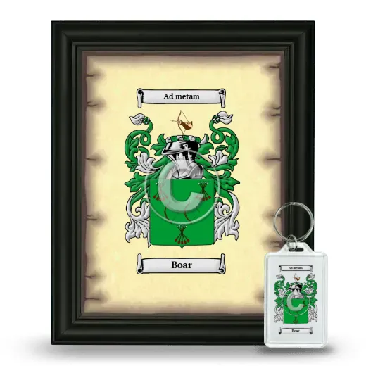 Boar Framed Coat of Arms and Keychain - Black