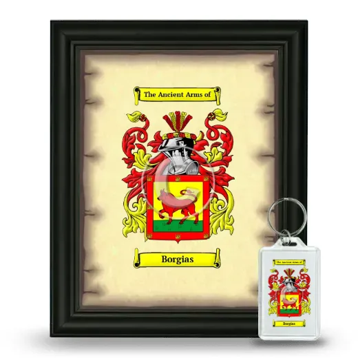 Borgias Framed Coat of Arms and Keychain - Black